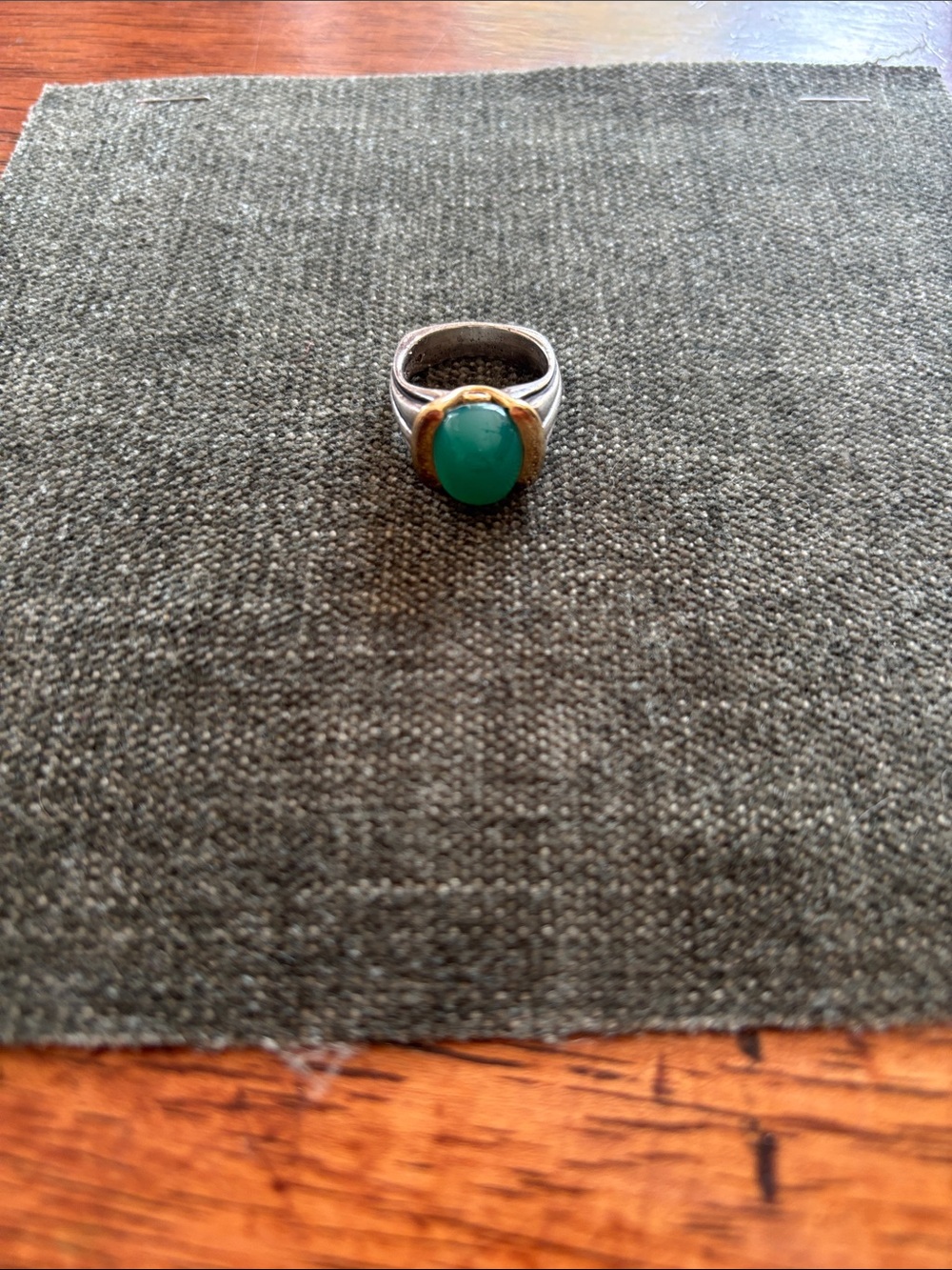 Green Stone Two-Tone Women's Ring